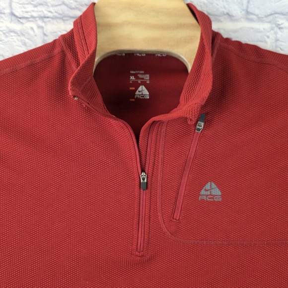 Nike ACG Other - Nike ACG Mens Fit Dry 1/4 Zip Red Athletic Running Pullover Sweater Sz XLarge XL